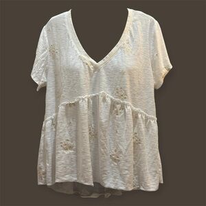 White V-Neck Women Top